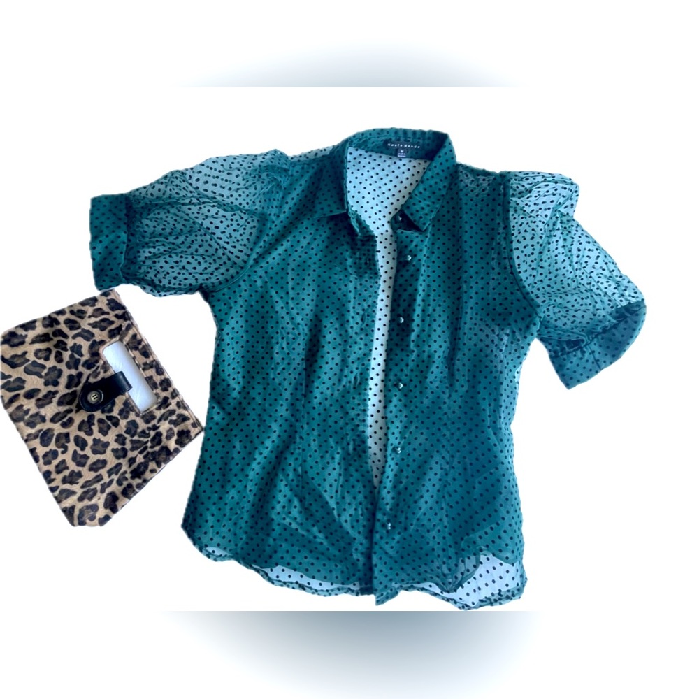 Haute Monde sheer blouse Size M Pin Up Sophisticated Elegant lightweight